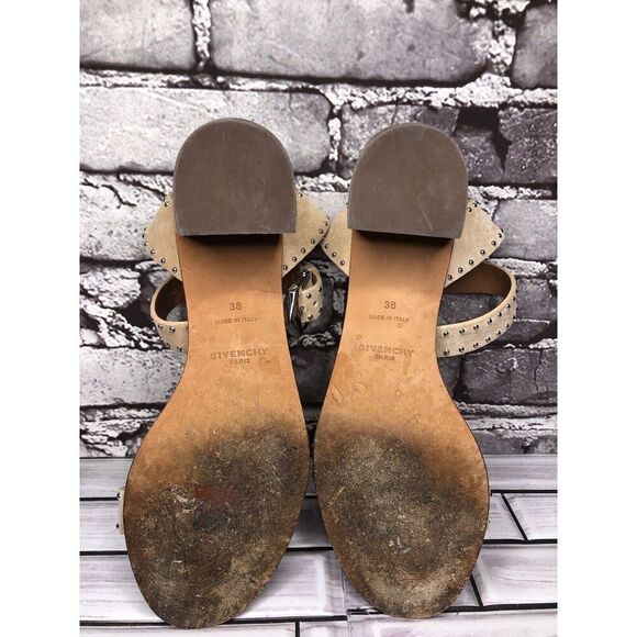 Givenchy Beige Suede Leather Elegant Heel Studded Sandals Women sz 38EU/7.5M US - Picture 11 of 16